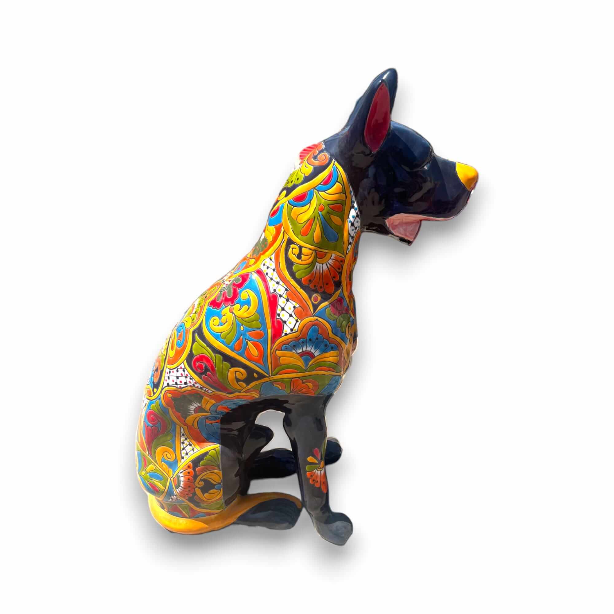 Huge Talavera Dog Statue | Colorful Mexican Ceramic Statue