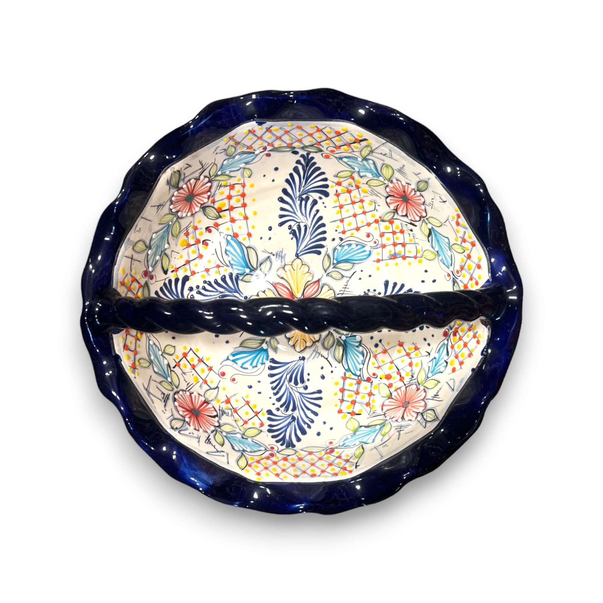 Cesta de frutas de Talavera | Centro de mesa colorido pintado a mano