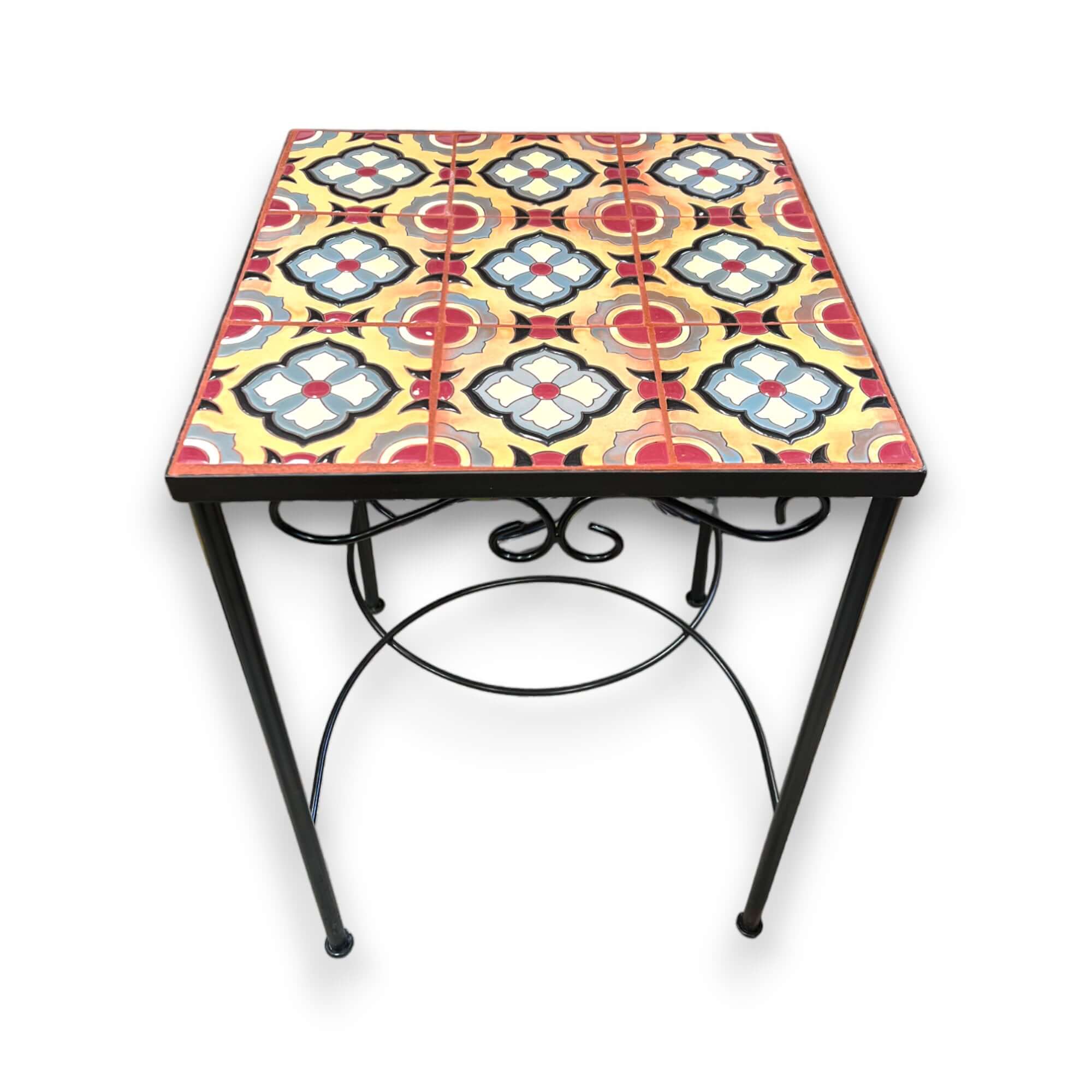 Mexican Accent End Table | Colorful Talavera Tile Design