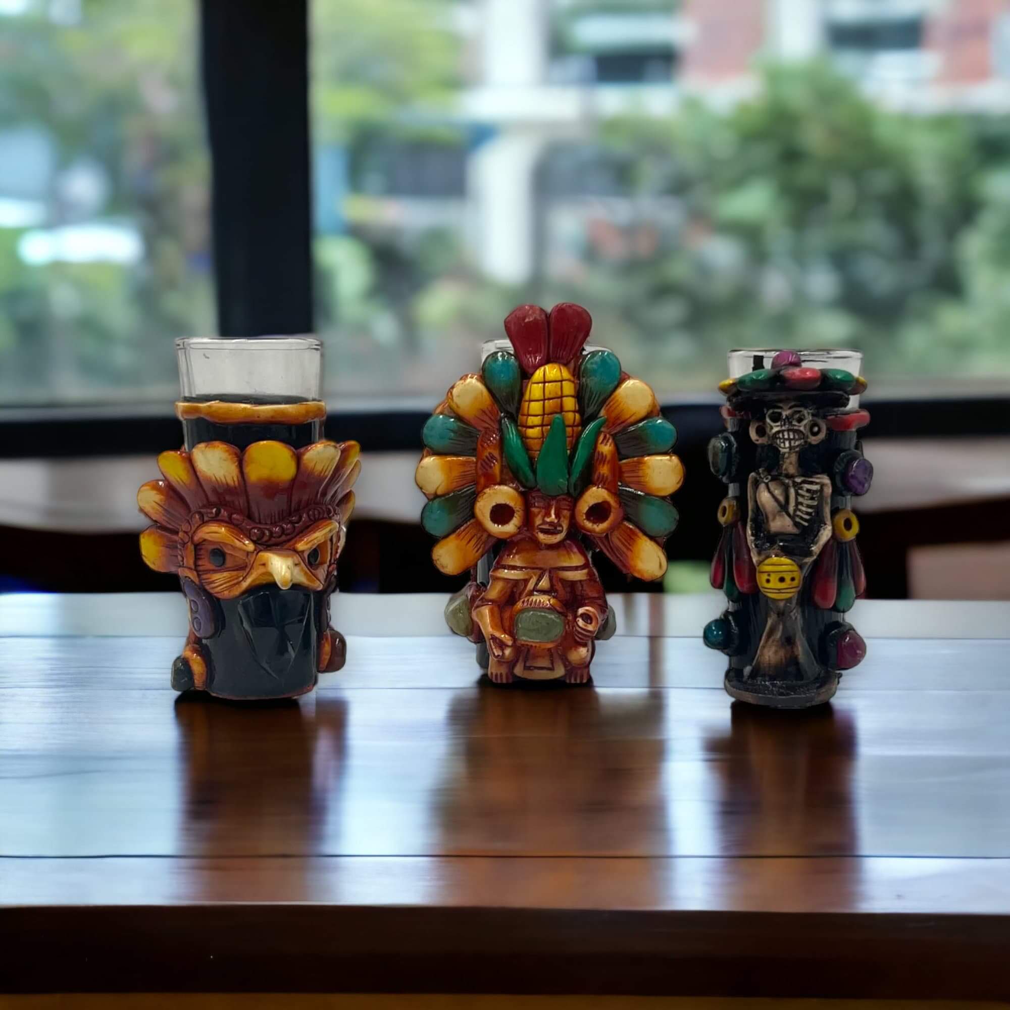 Vaso Tequilero Mexicano Artesanal | Diseño Guerrero Azteca