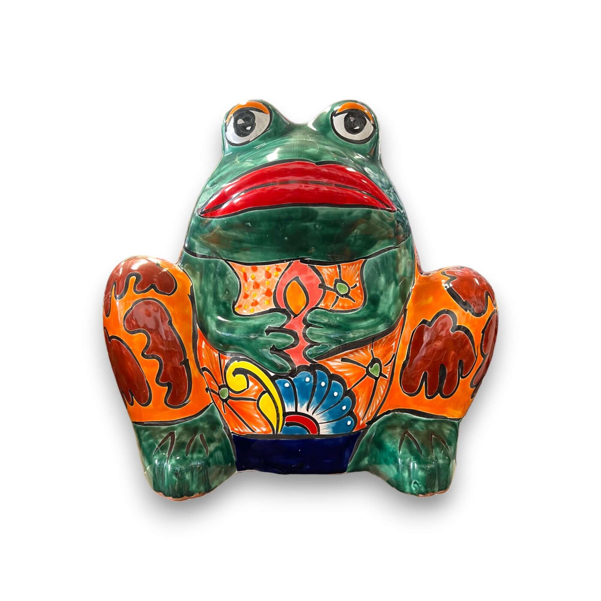 Maceta de rana de Talavera | Cerámica mexicana artesanal colorida