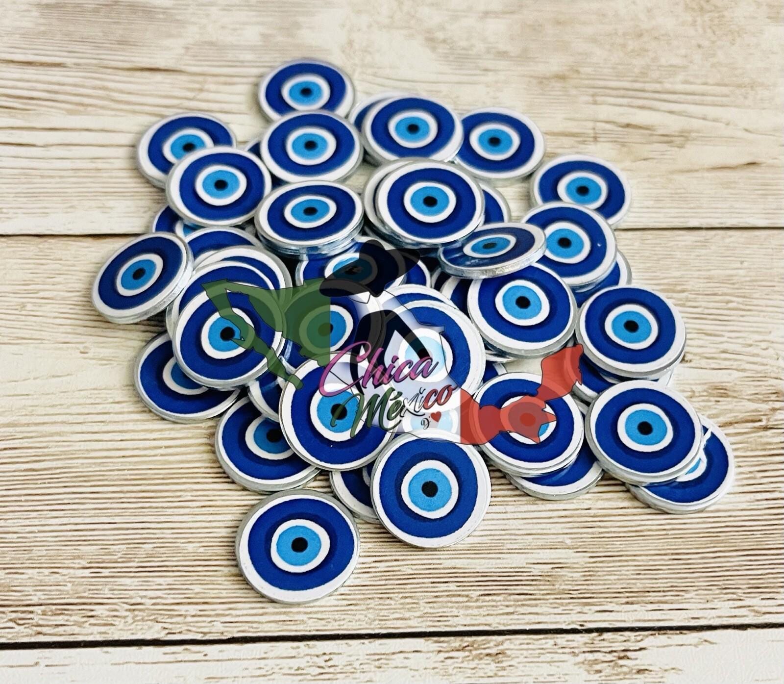 Fichero con Pala Magnetica Y 50 Fichas De Mal De Ojo Guardar Fichas Y Monedas Evil Eye Magnetic Wand, Chips and Plastic Container