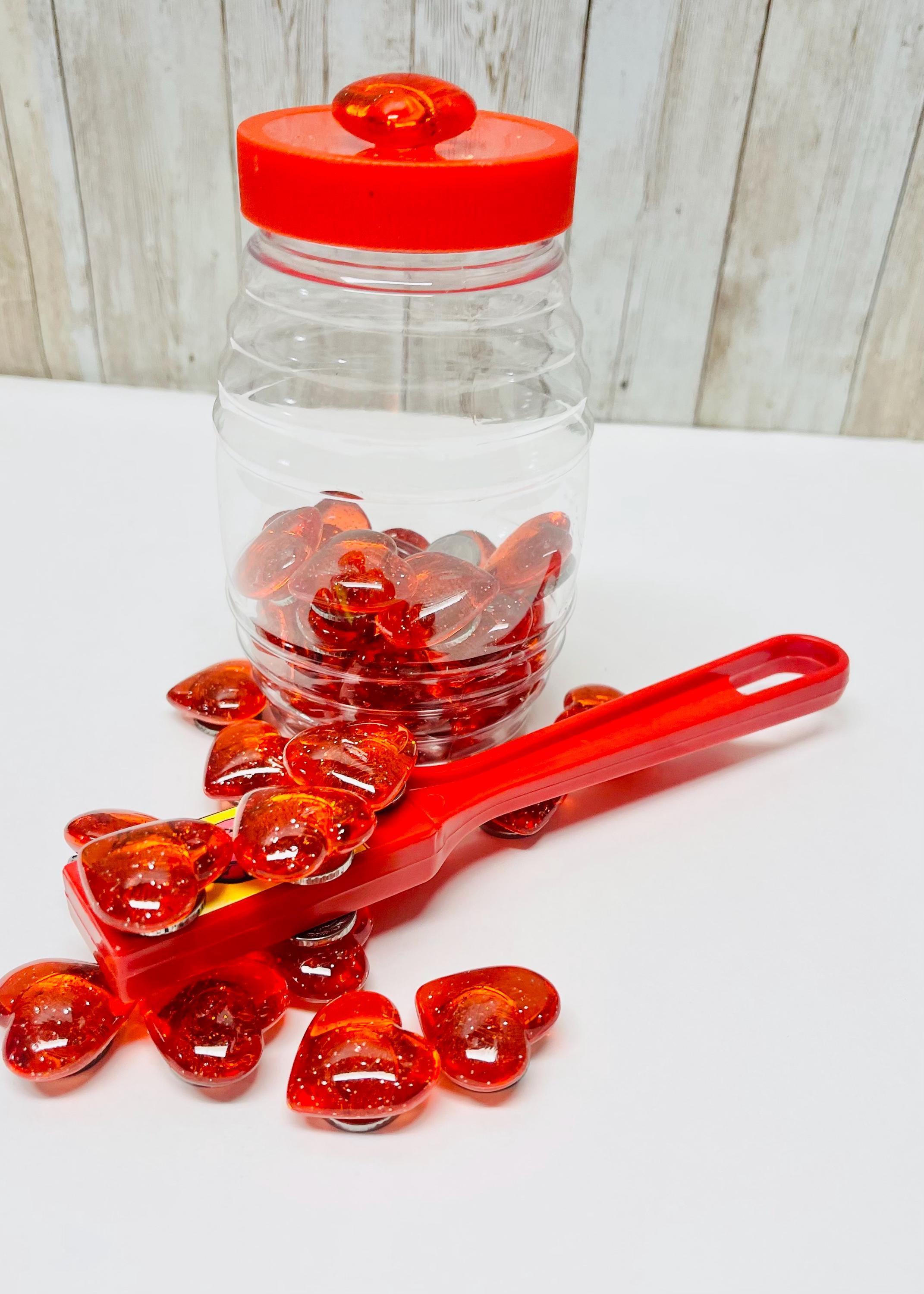 40 Fichas Magneticas de Corazonsitos con Pala Magnetica 40 Magnetic Heart Chips and Wand to Play Bingo