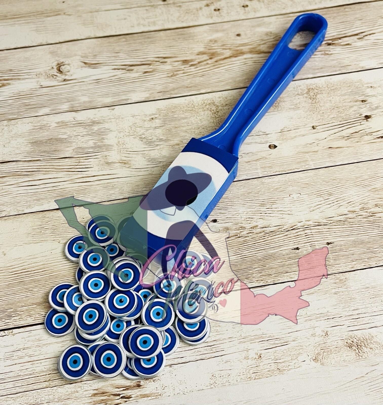 Fichero con Pala Magnetica Y 50 Fichas De Mal De Ojo Guardar Fichas Y Monedas Evil Eye Magnetic Wand, Chips and Plastic Container
