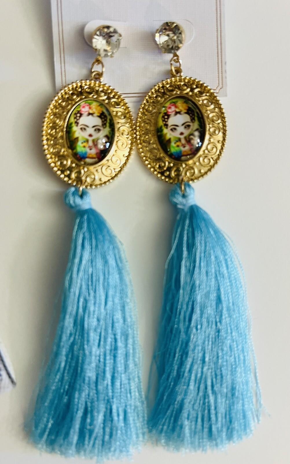 4 Piece Frida Kahlo Coin Bag, Zipper Bag, Mirror Set & Earrings