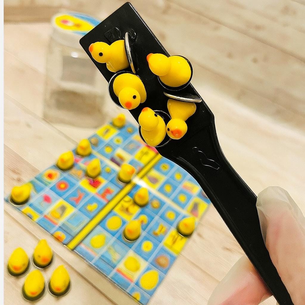 Fichas Magneticas de Patitos con Pala Magnetica Resin Filler Cards Duckies Chips with Magnetic Wand for Bingo