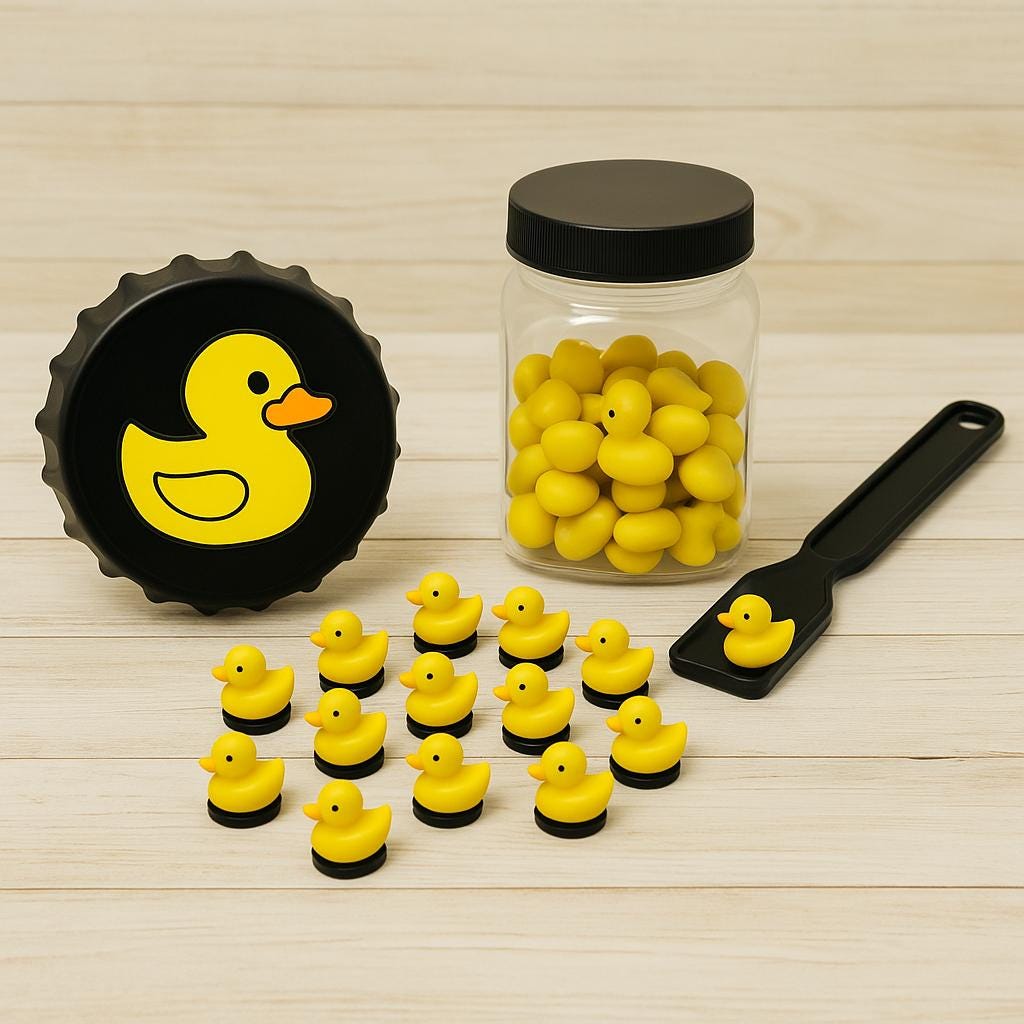 Fichas Magneticas de Patitos con Pala Magnetica Resin Filler Cards Duckies Chips with Magnetic Wand for Bingo