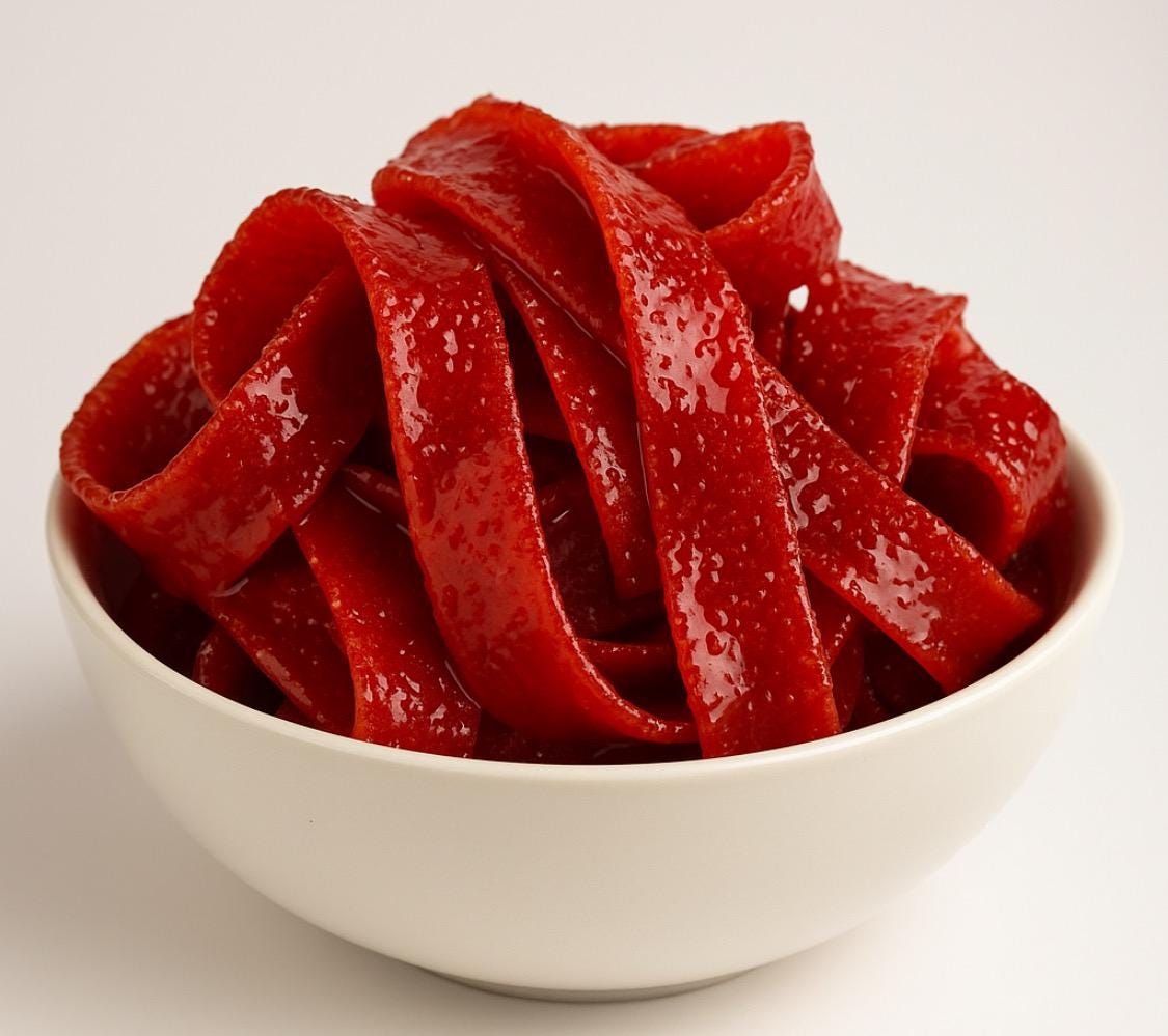 1 lb Mexican Strawberry Chamoy Belts 1 Libra De Cintitas de Fresa con Chamoy Picosositas Mexicanos