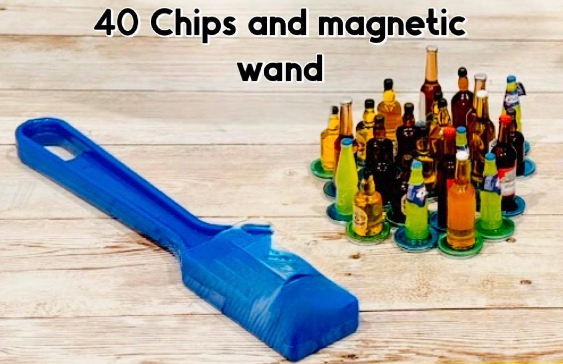 40 Fichas de Resina para Bingo y Pala Magnetica con Fichero de Plastico 40 Resin Chips with Magnetic Wand & Plastic Container