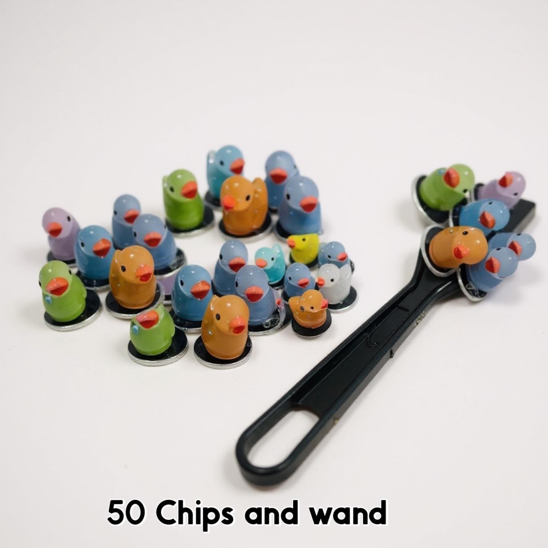 50 Fichas Luminosas Magneticas Para Bingo con Pala Magnetica 50 Luminous Resin Chips & Wand for Bingo