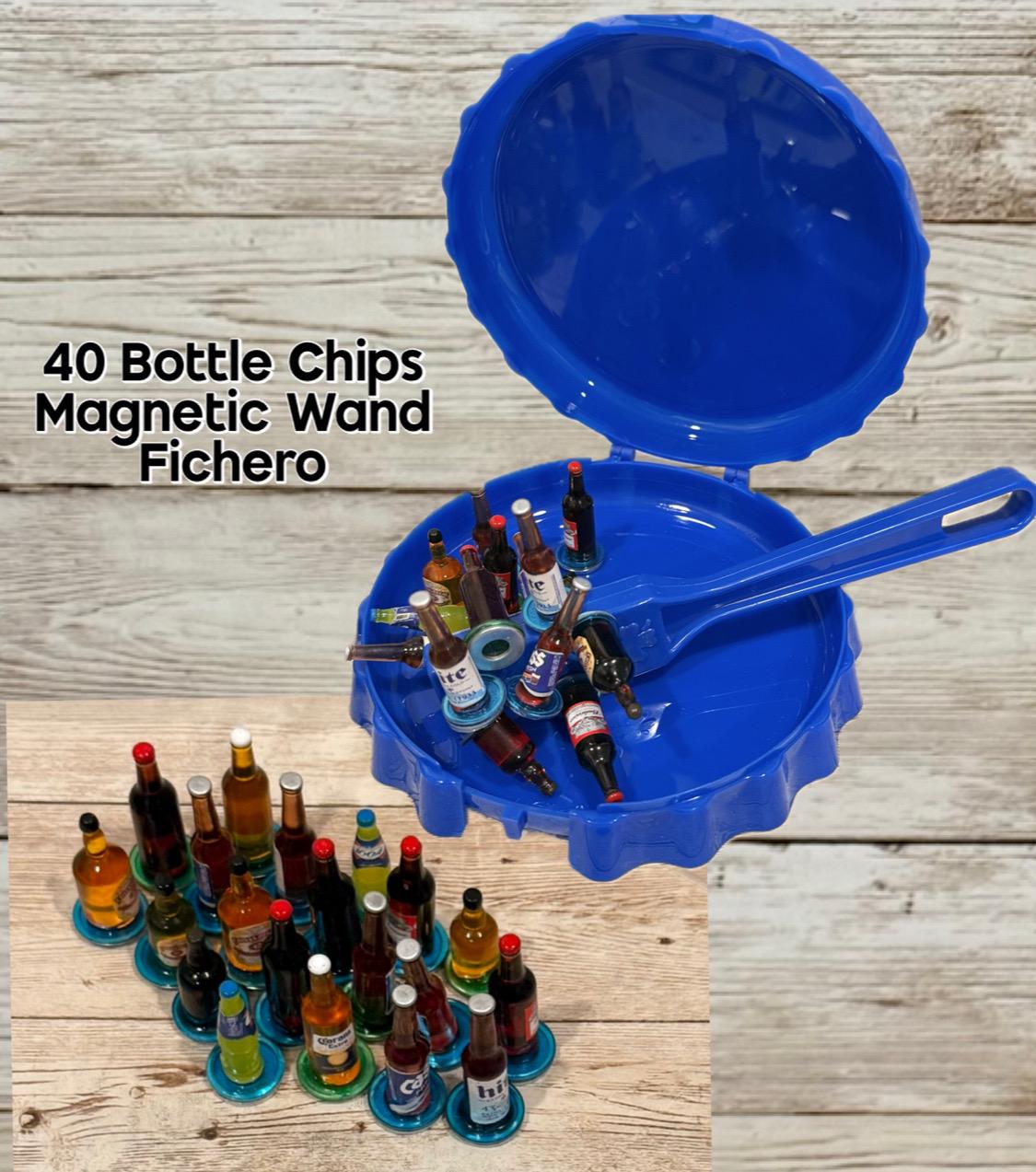 40 Fichas de Resina para Bingo y Pala Magnetica con Fichero de Plastico 40 Resin Chips with Magnetic Wand & Plastic Container