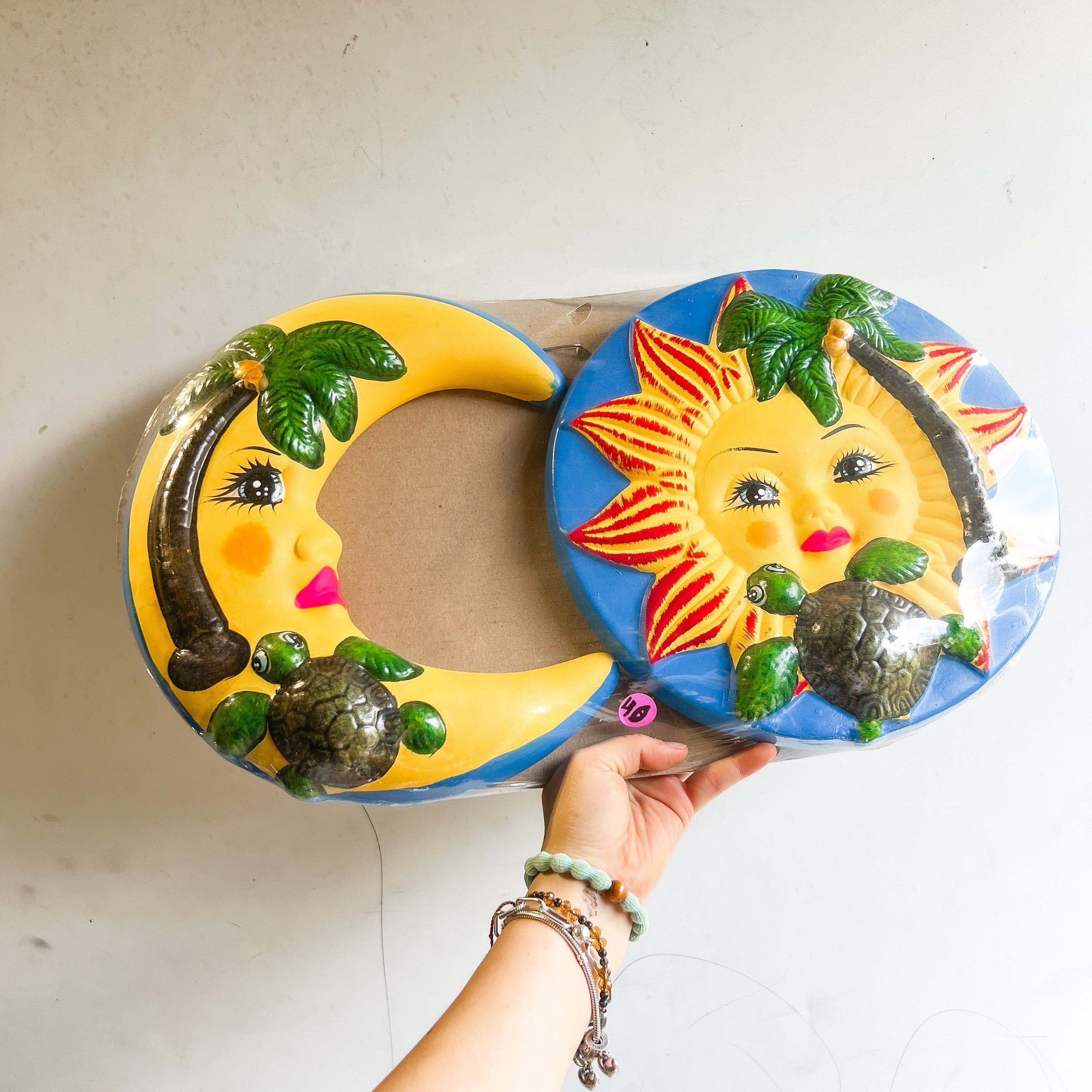 Juego de 2 piezas de decoración de pared de sol y luna