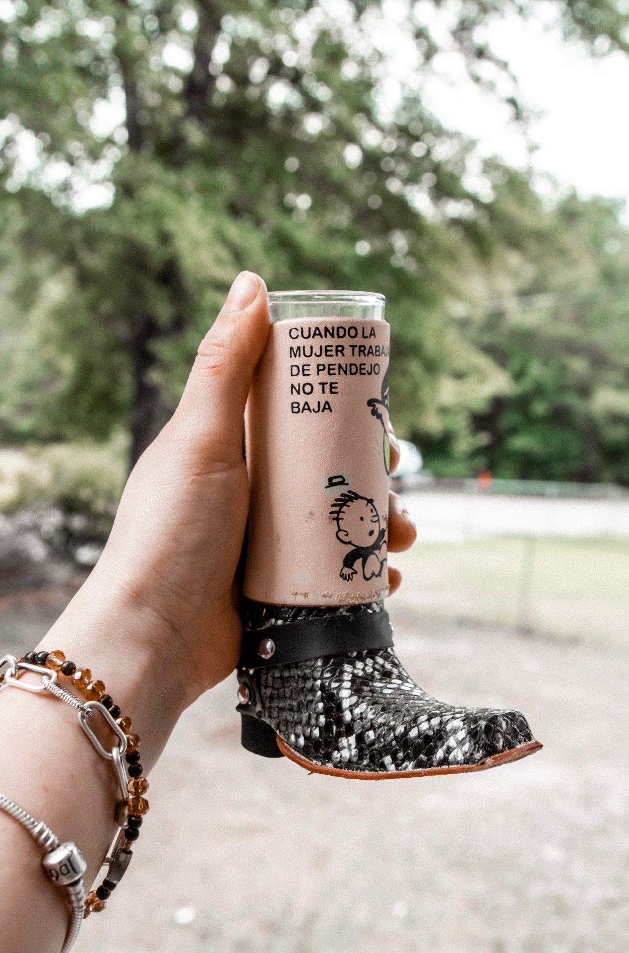 Bota Texana de Cuero Chupito de Tequila