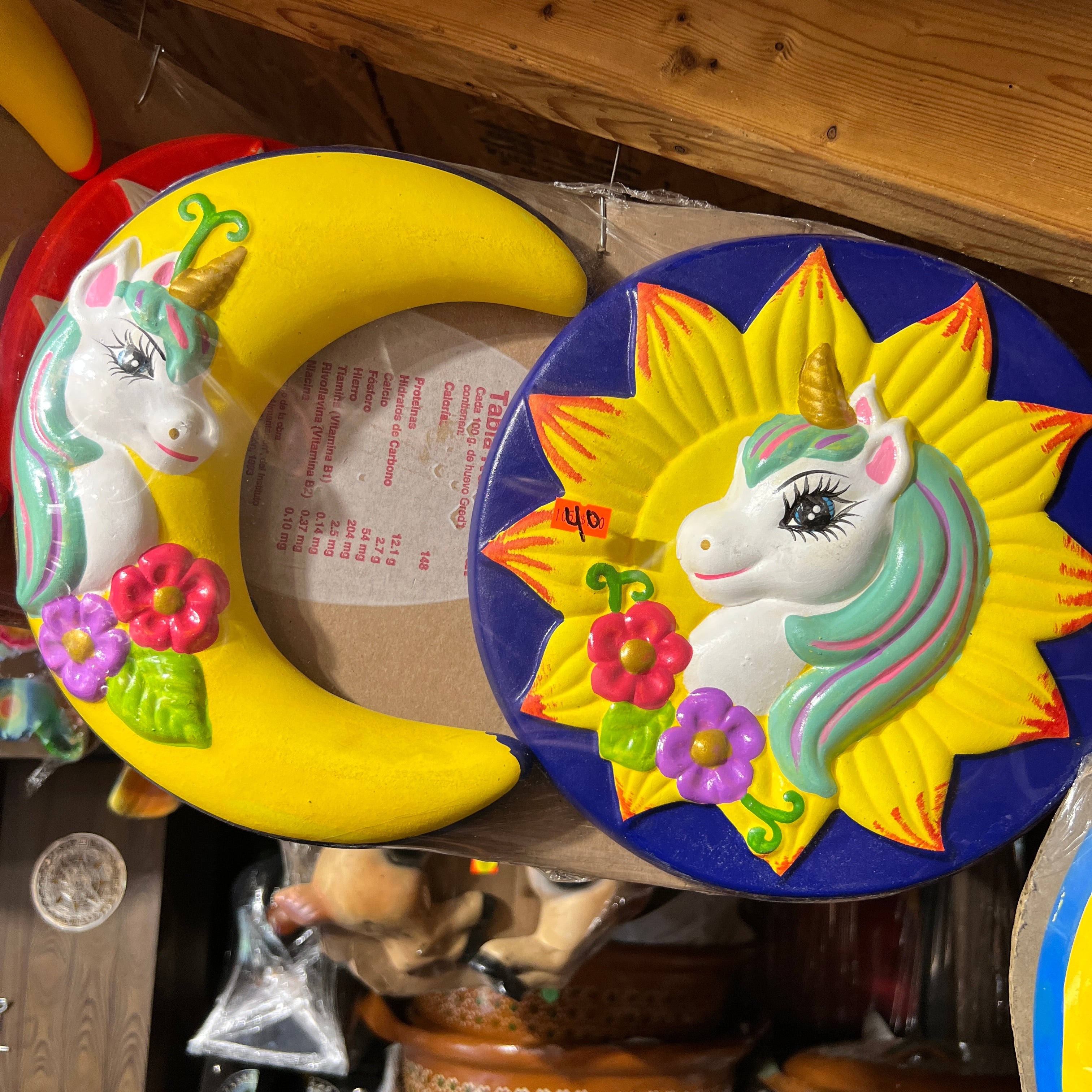 Juego de 2 piezas de decoración de pared de sol y luna