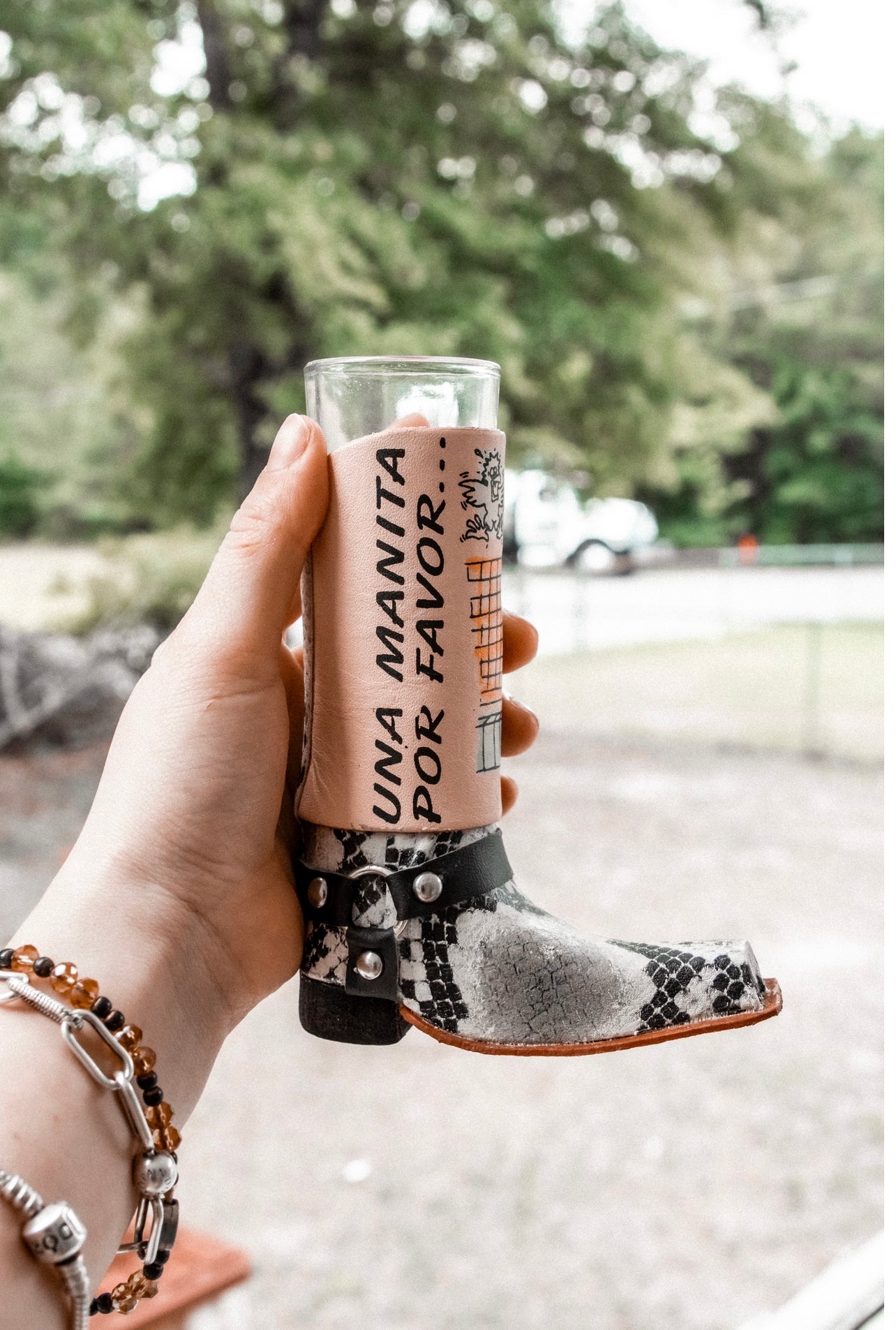 Bota Texana de Cuero Chupito de Tequila