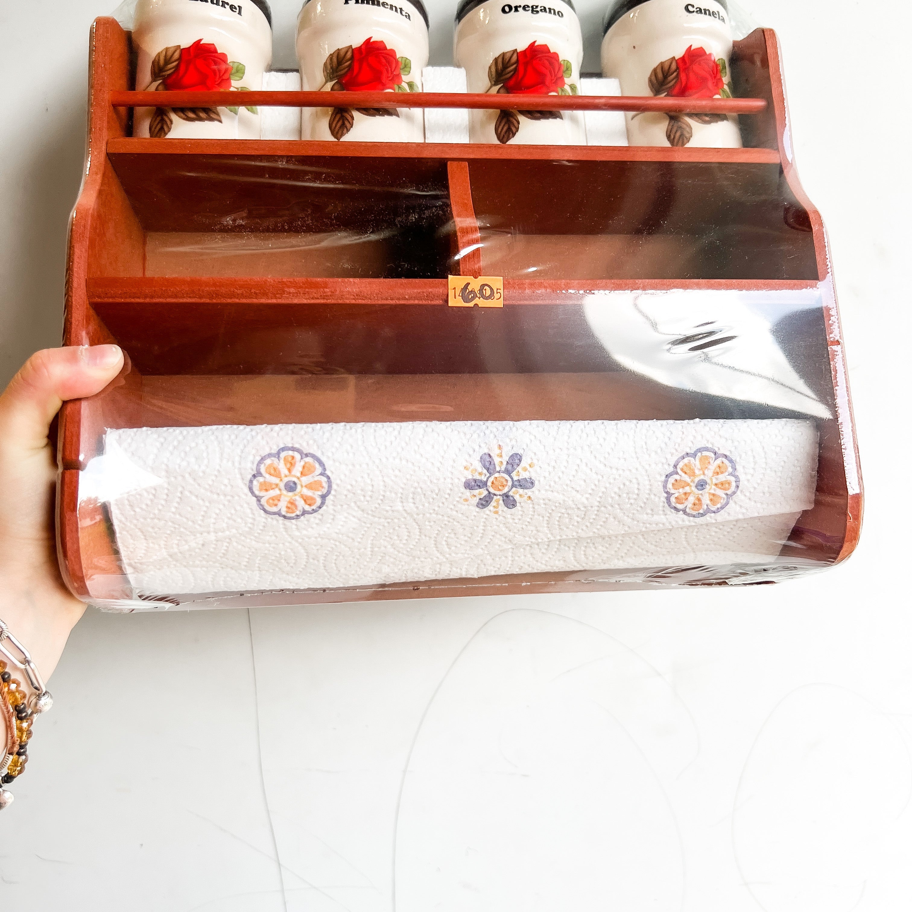 Hanging Spice Organizer & Paper Towel Holder