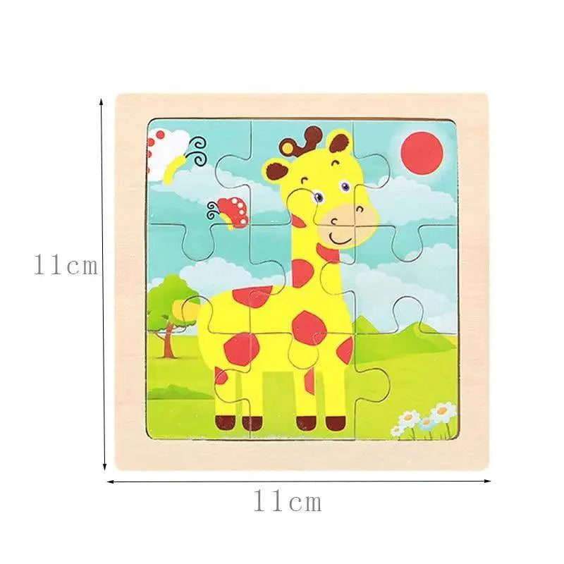 Intelligence Kids Toy Wooden 3D Puzzle Tangram for Children Baby Cartoon Animal , Traffic Puzzles Educational Learning Toys