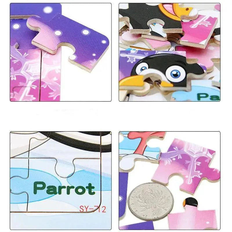 Kids Puzzle Toy Animals and Vehicle Wooden Puzzles Jigsaw Baby Educational Learning Toys for Children Gift