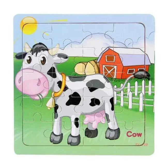 Kids Puzzle Toy Animals and Vehicle Wooden Puzzles Jigsaw Baby Educational Learning Toys for Children Gift