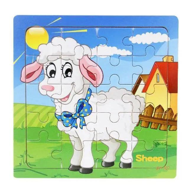 Kids Puzzle Toy Animals and Vehicle Wooden Puzzles Jigsaw Baby Educational Learning Toys for Children Gift