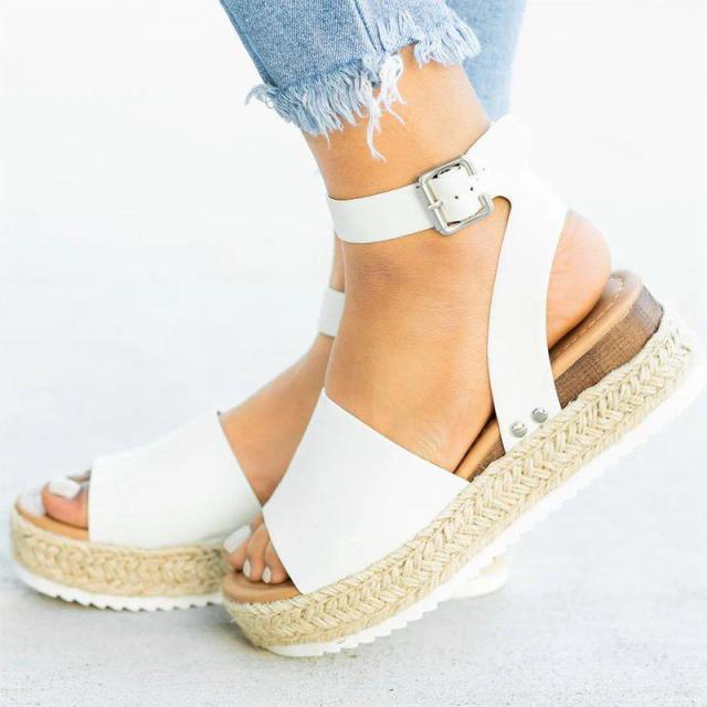 Ladies Elegant Leopard Shoes For Women High Heels Sandals Summer Flip Flop Platform Sandals High Platform Sandals Thick Bottom Belt Buckle Shoes Adjustable Strap Sandals