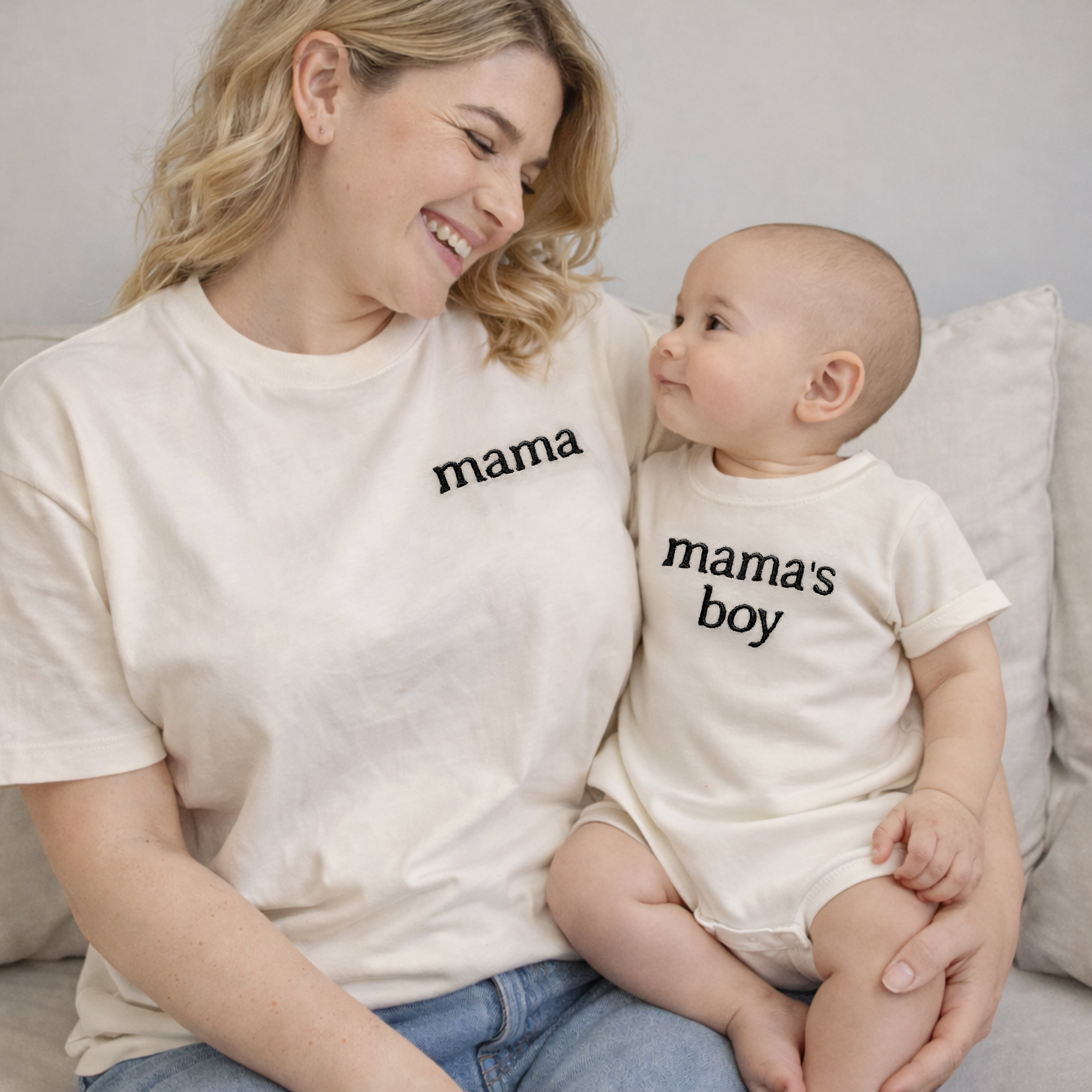 Mama & Mama’s Boy Matching Shirts | Embroidered Mother Son Outfits