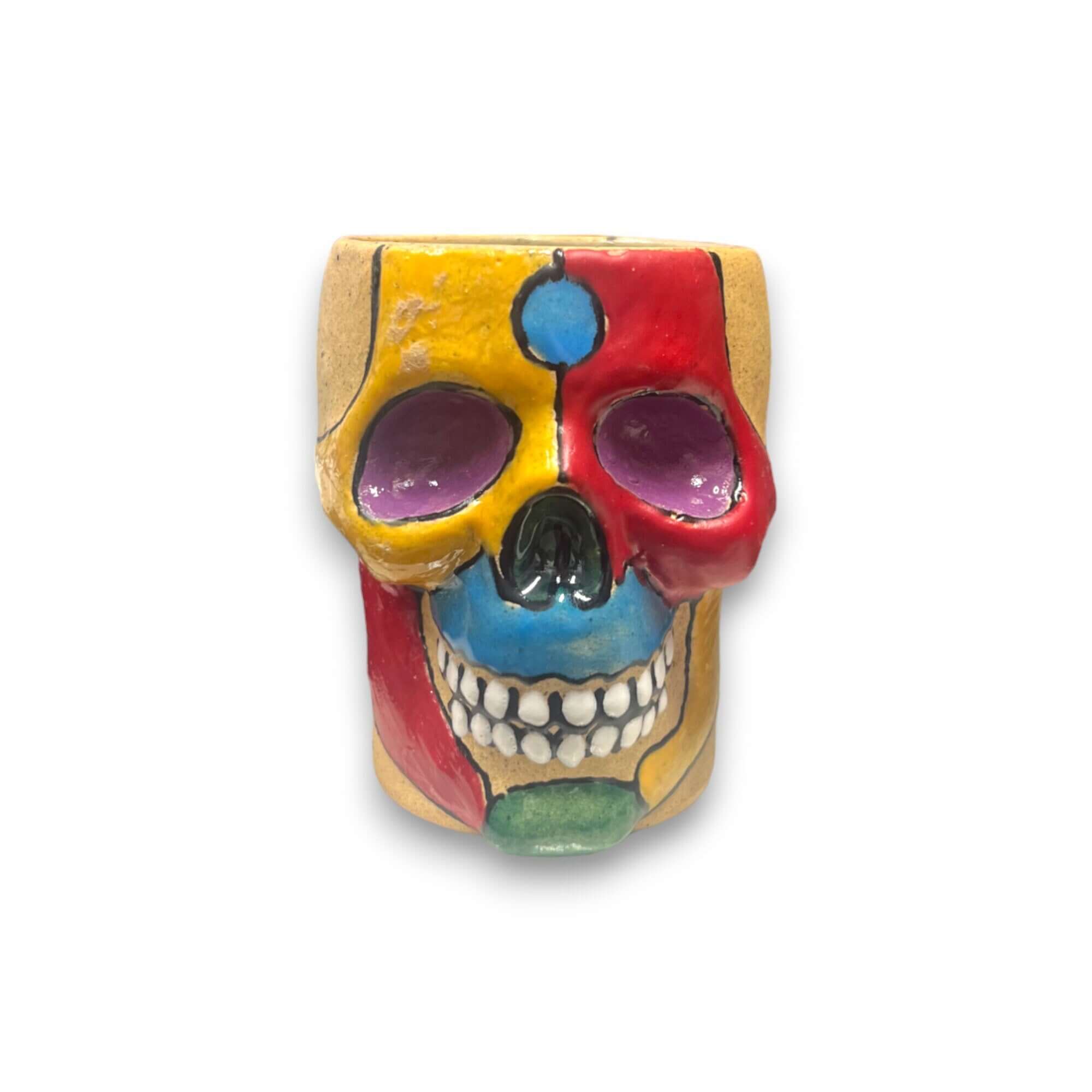Maceta de calavera artesanal mexicana | Maceta pequeña única para decoración del hogar