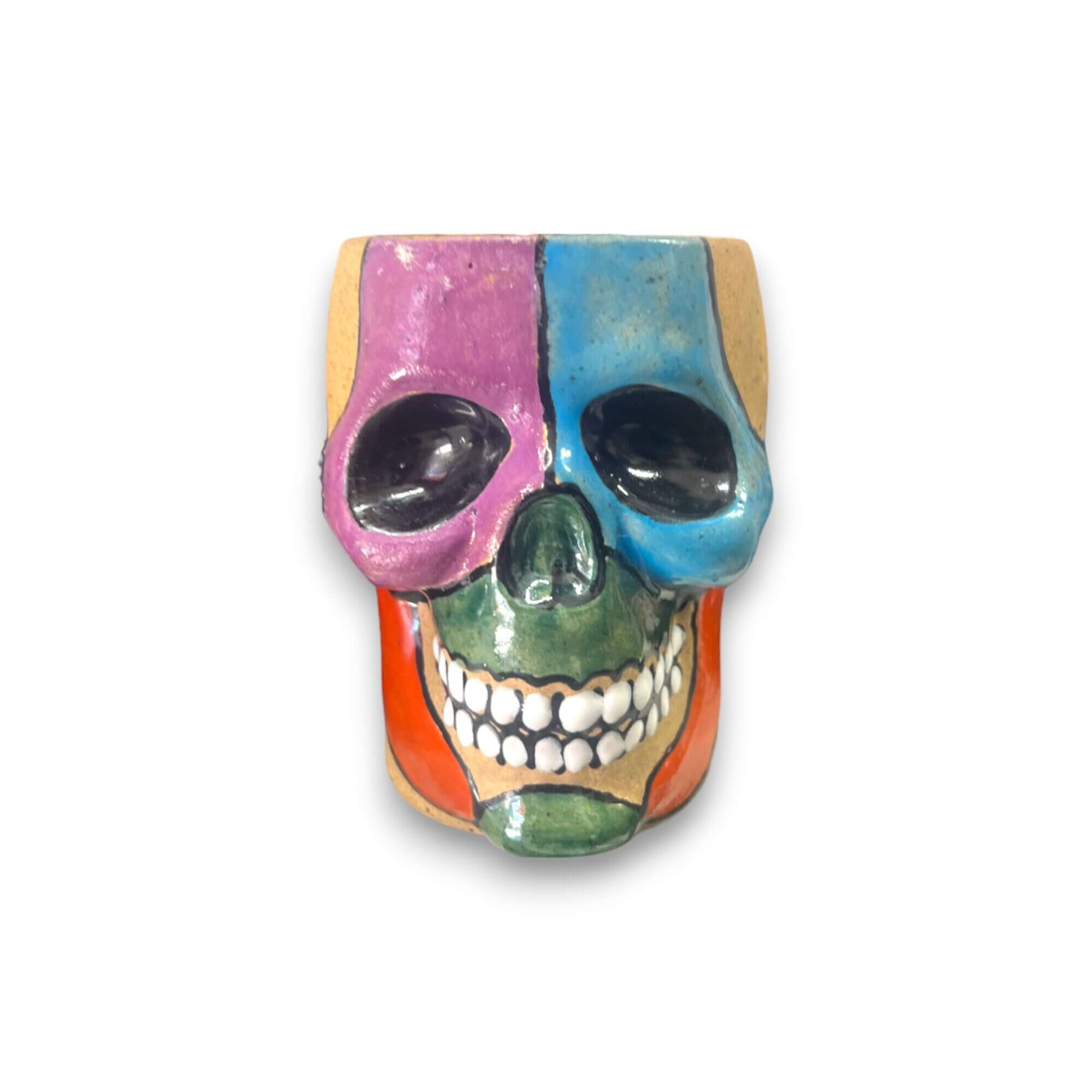 Maceta de calavera artesanal mexicana | Maceta pequeña única para decoración del hogar