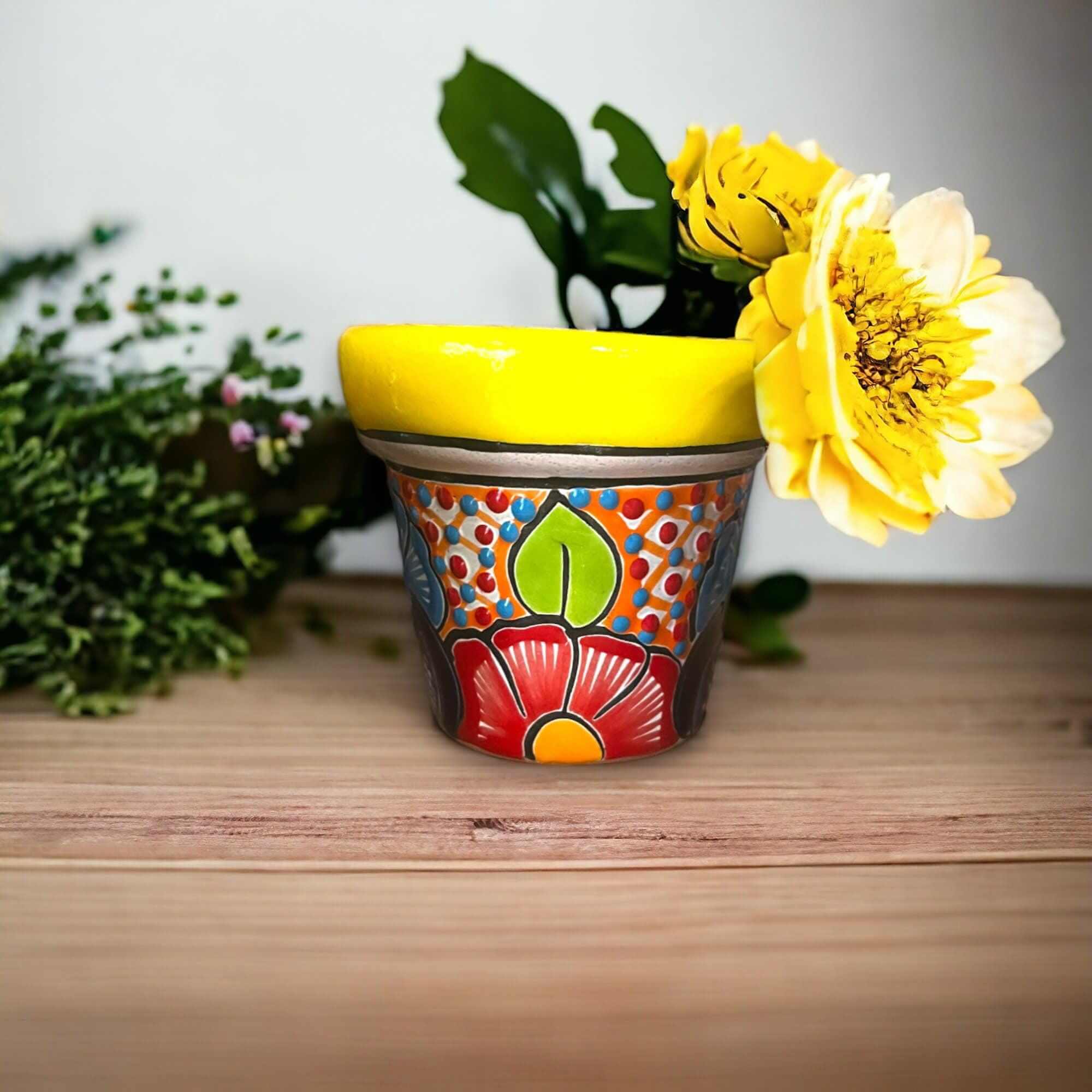 Juego de macetas Mini Talavera | Maceteros mexicanos coloridos (juego de 3)