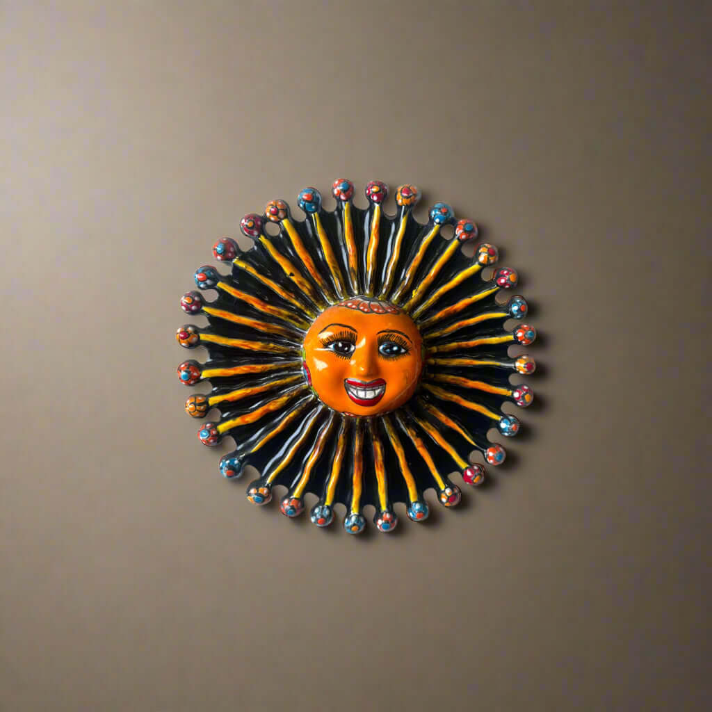 Arte de pared de sol de Talavera mini | Decoración mexicana hecha a mano