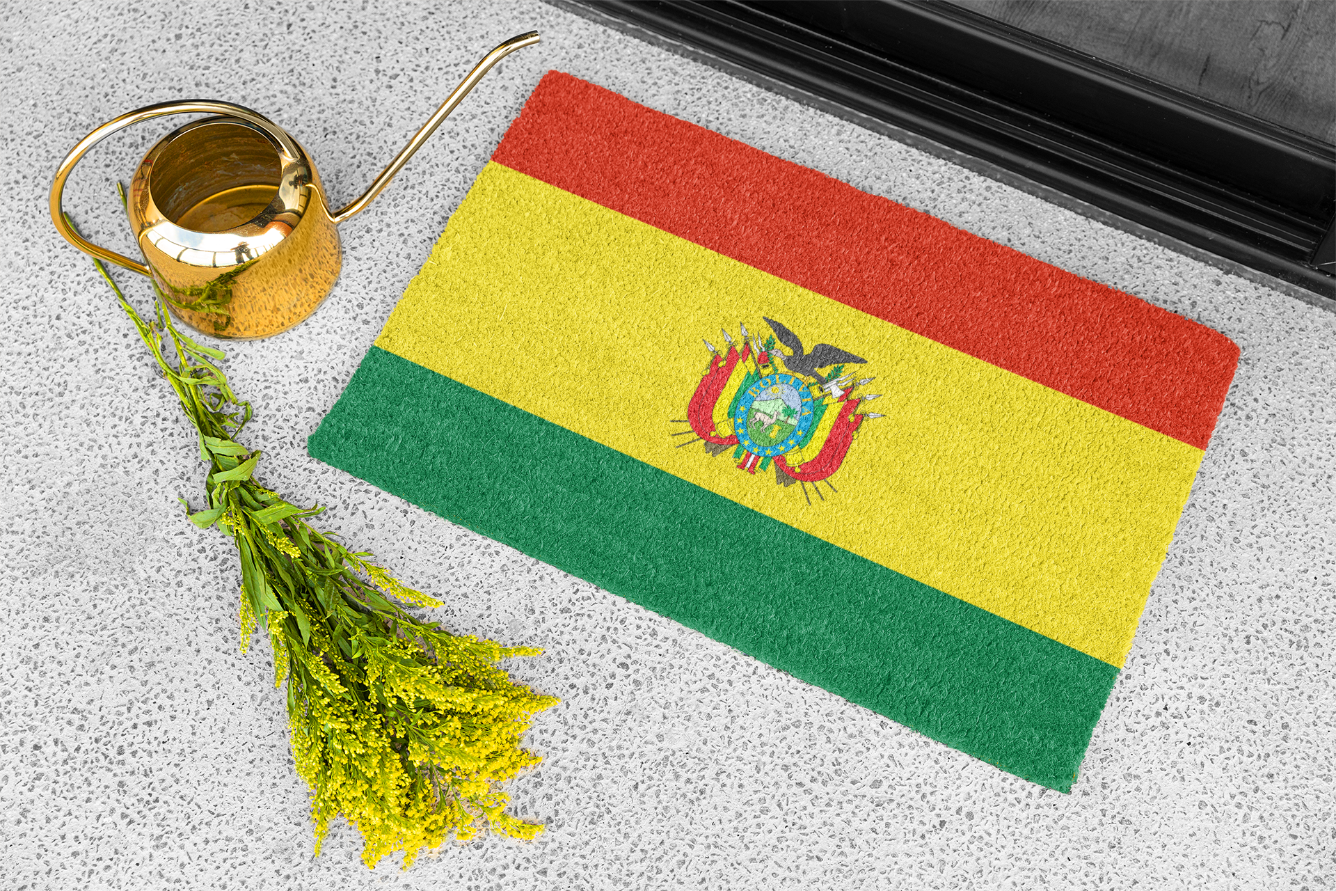 Felpudo Antideslizante para Exterior Bandera de Bolivia | Santa Cruz | El Alto | La Paz | Regalo para Bolivianos | 24"x36"