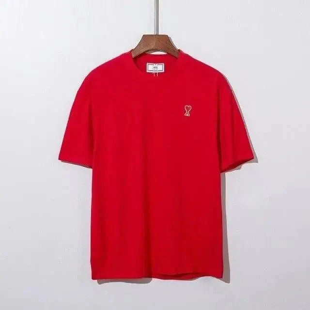 Modern Summer New Hearts A Love Embroidered Simple Design Masculine Fashion Short Sleeve T-Shirt Men's T-Shirt  Men's Short Sleeve Tees Cotton T-Shirts for Men