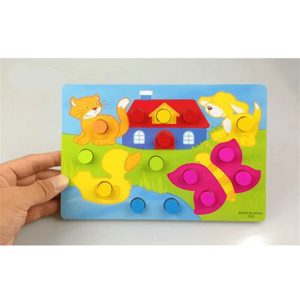 Montessori Cartoon Animal Educational Wooden Beaded Geometry  Digital Clock Puzzles Matching Clock Toy For Children