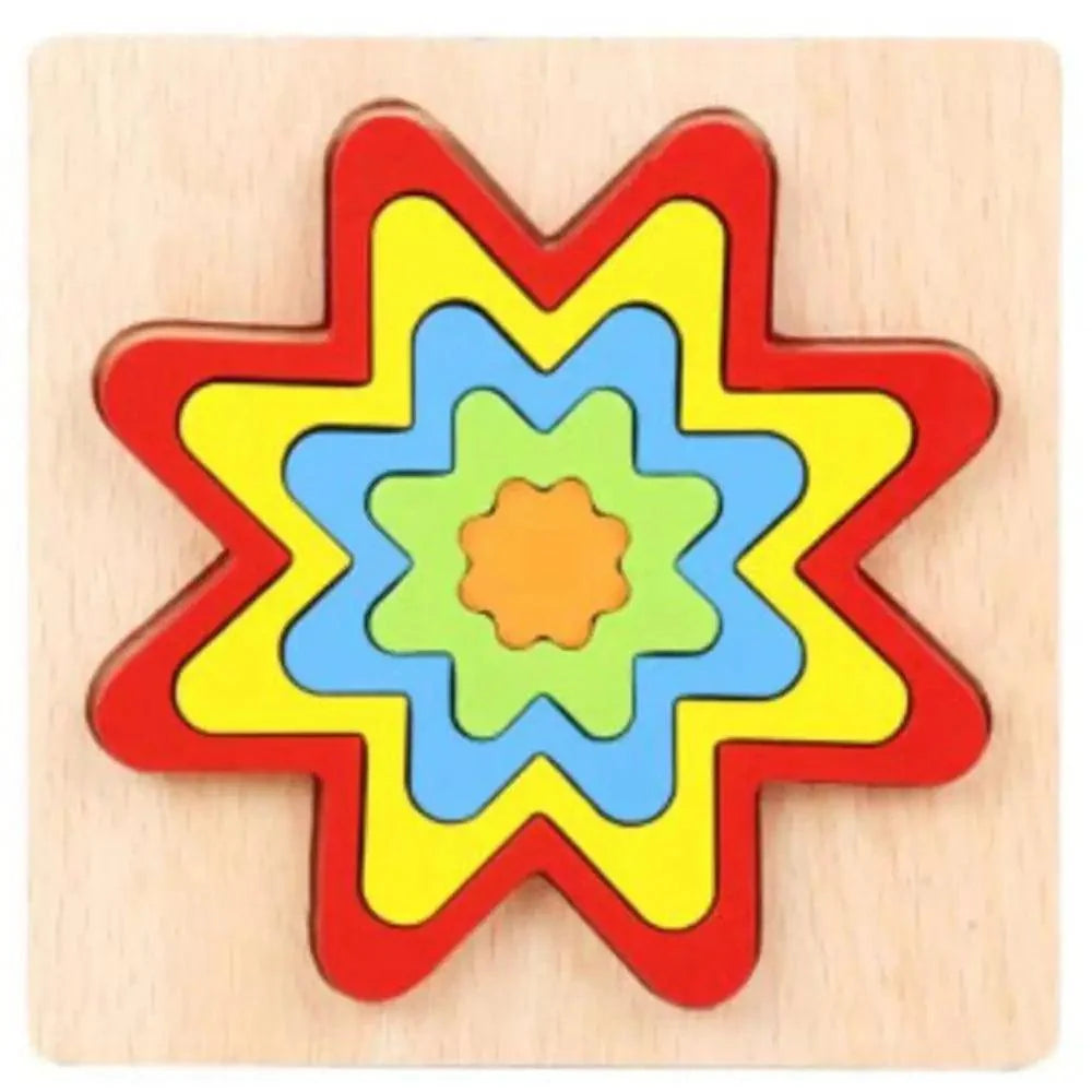 Montessori Cartoon Animal Educational Wooden Beaded Geometry  Digital Clock Puzzles Matching Clock Toy For Children