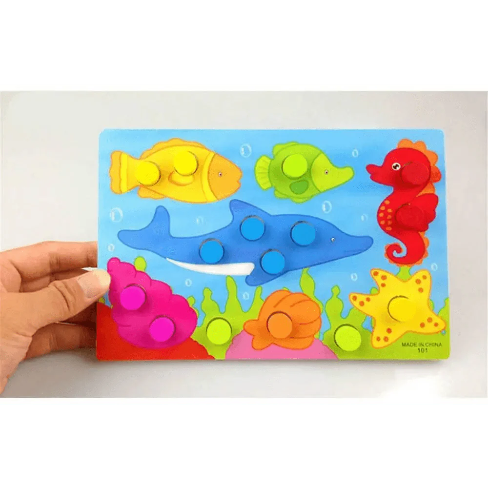 Montessori Cartoon Animal Educational Wooden Beaded Geometry  Digital Clock Puzzles Matching Clock Toy For Children