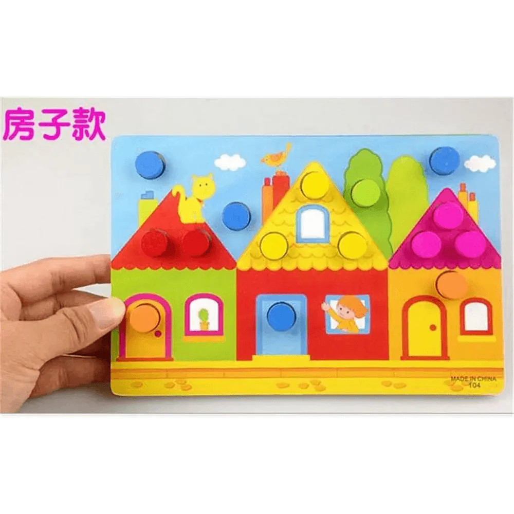 Montessori Cartoon Animal Educational Wooden Beaded Geometry  Digital Clock Puzzles Matching Clock Toy For Children