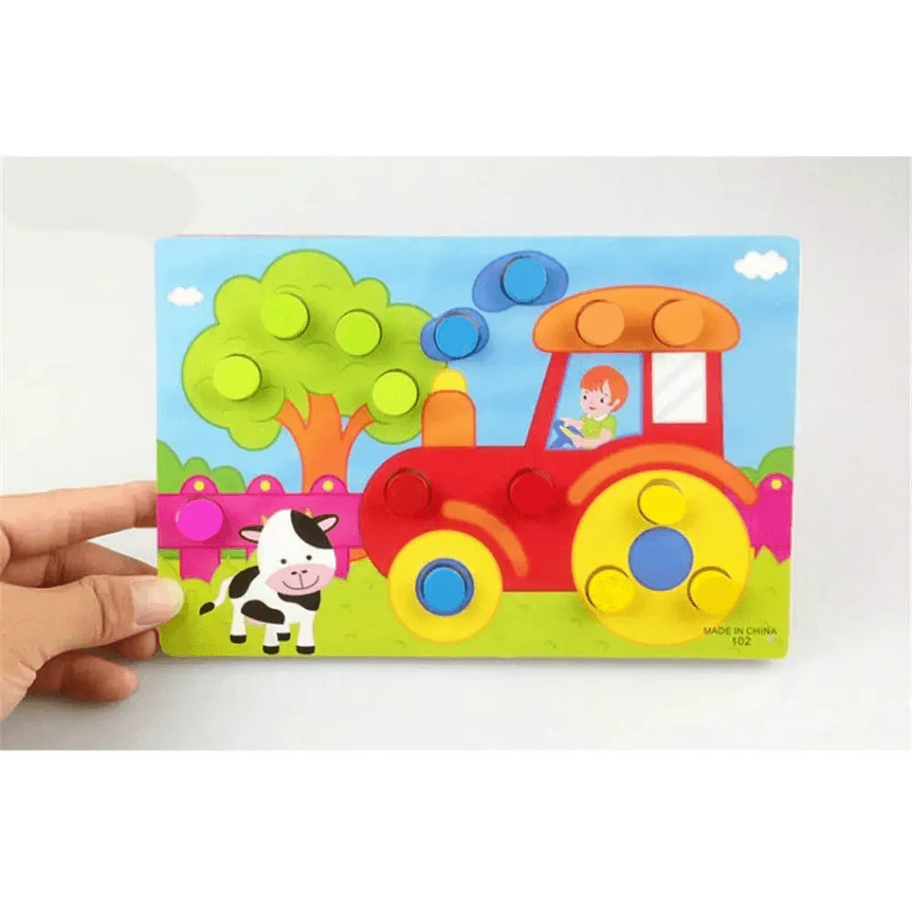 Montessori Cartoon Animal Educational Wooden Beaded Geometry  Digital Clock Puzzles Matching Clock Toy For Children