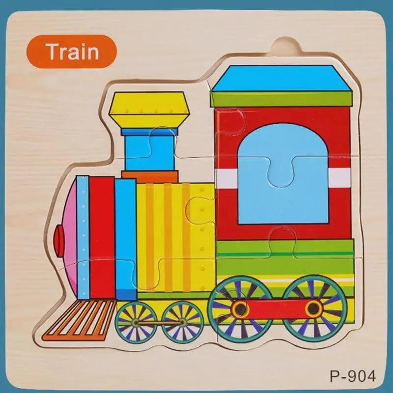 Montessori Games Baby Animals/traffic Kid's Cognition Puzzles Toys Wooden Cartoon Cognition Puzzle Toys Matching Education Game