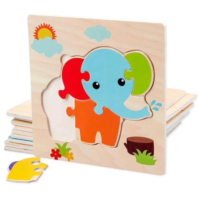 Montessori Games Baby Animals/traffic Kid's Cognition Puzzles Toys Wooden Cartoon Cognition Puzzle Toys Matching Education Game