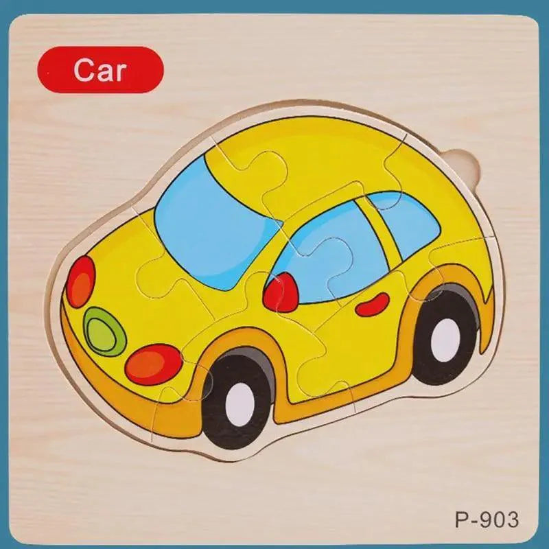 Montessori Games Baby Animals/traffic Kid's Cognition Puzzles Toys Wooden Cartoon Cognition Puzzle Toys Matching Education Game