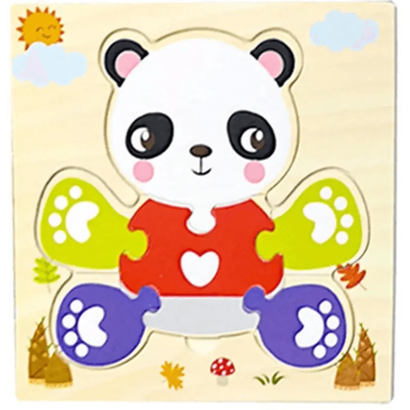 Montessori Games Baby Animals/traffic Kid's Cognition Puzzles Toys Wooden Cartoon Cognition Puzzle Toys Matching Education Game