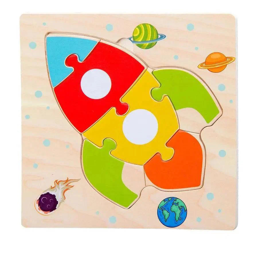 Montessori Games Baby Animals/traffic Kid's Cognition Puzzles Toys Wooden Cartoon Cognition Puzzle Toys Matching Education Game