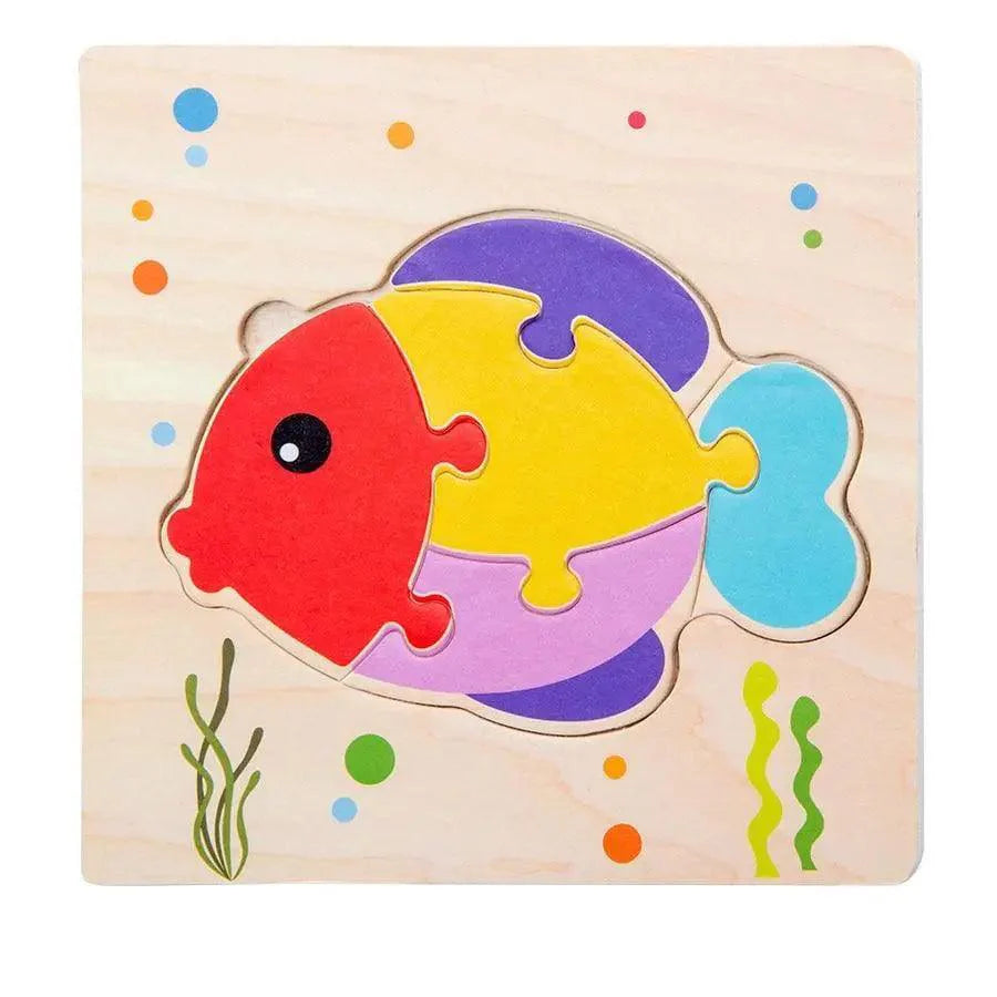 Montessori Games Baby Animals/traffic Kid's Cognition Puzzles Toys Wooden Cartoon Cognition Puzzle Toys Matching Education Game