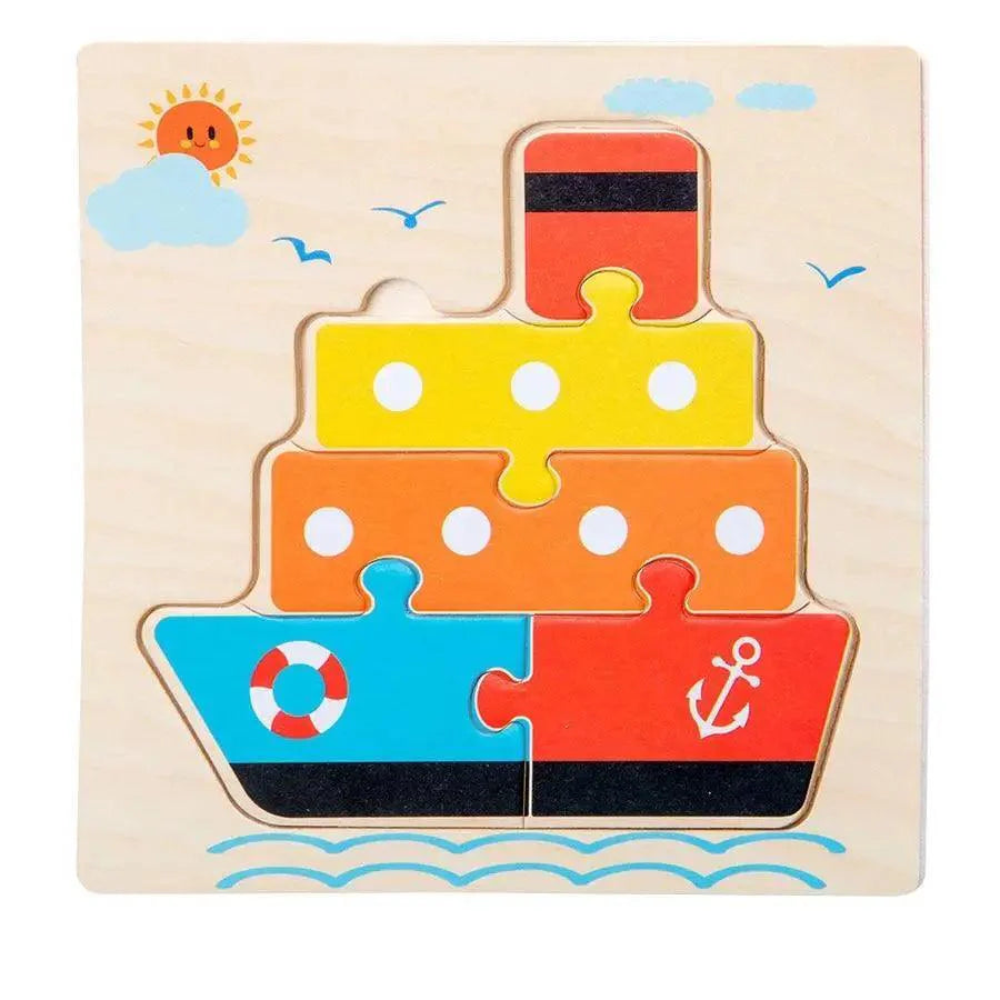 Montessori Games Baby Animals/traffic Kid's Cognition Puzzles Toys Wooden Cartoon Cognition Puzzle Toys Matching Education Game