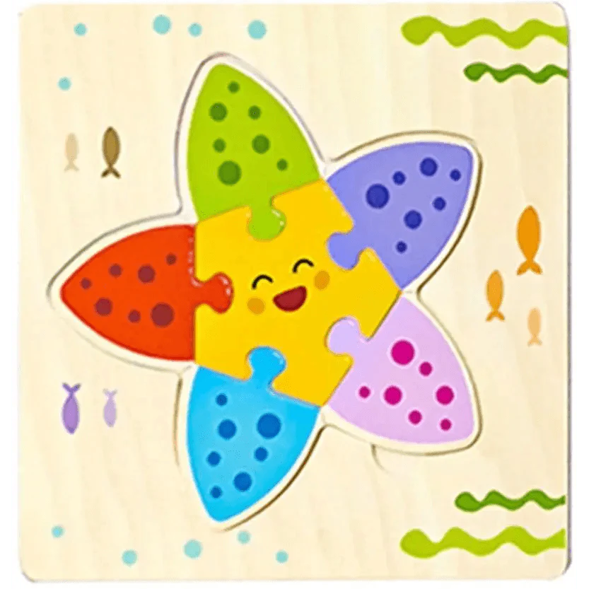 Montessori Games Baby Animals/traffic Kid's Cognition Puzzles Toys Wooden Cartoon Cognition Puzzle Toys Matching Education Game