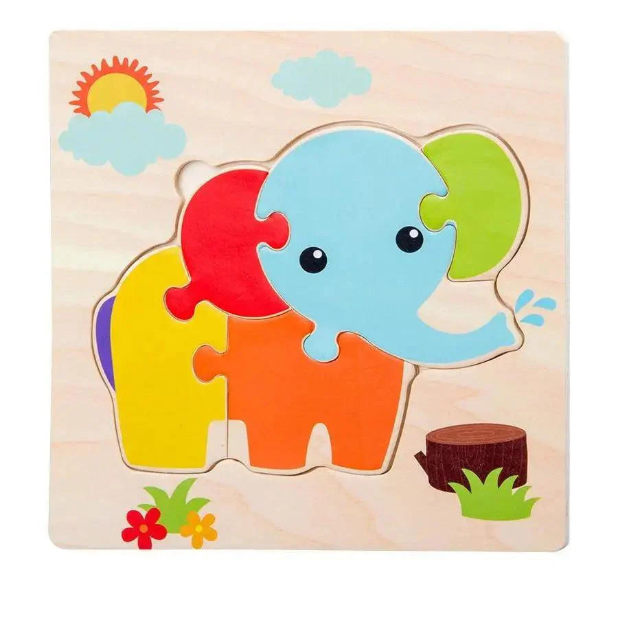 Montessori Games Baby Animals/traffic Kid's Cognition Puzzles Toys Wooden Cartoon Cognition Puzzle Toys Matching Education Game