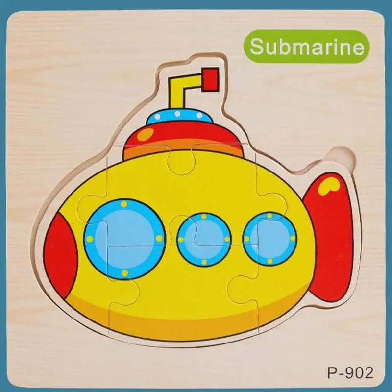 Montessori Games Baby Animals/traffic Kid's Cognition Puzzles Toys Wooden Cartoon Cognition Puzzle Toys Matching Education Game