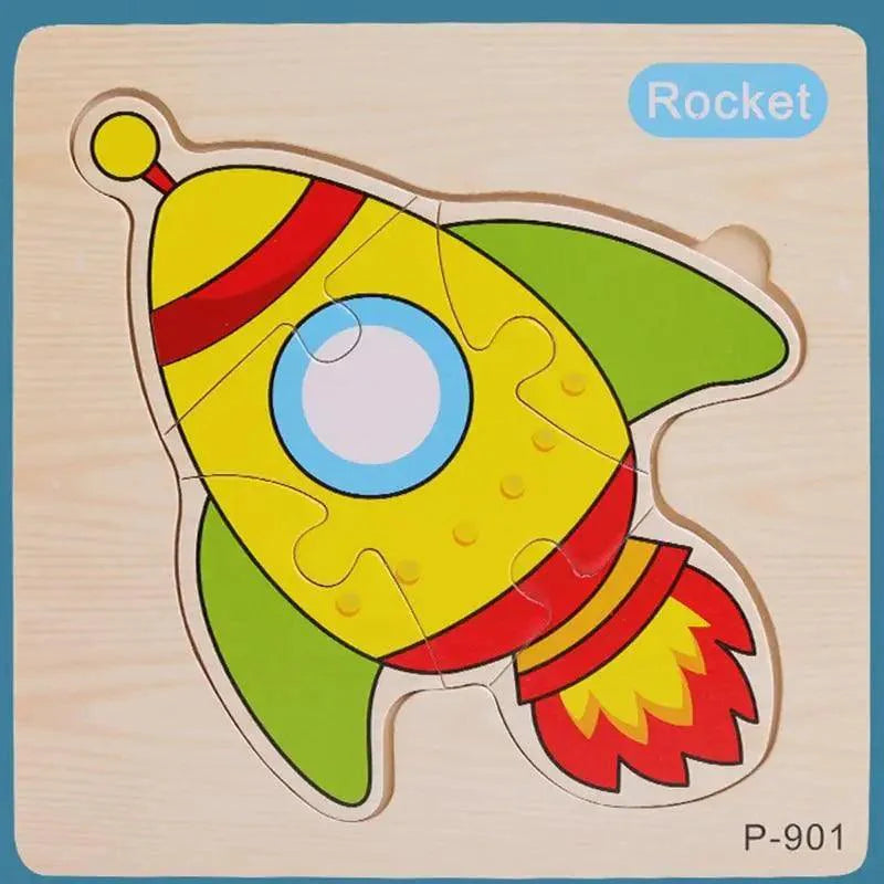 Montessori Games Baby Animals/traffic Kid's Cognition Puzzles Toys Wooden Cartoon Cognition Puzzle Toys Matching Education Game