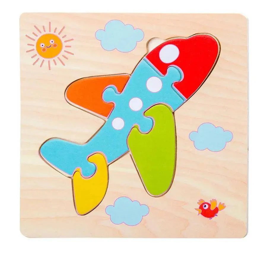 Montessori Games Baby Animals/traffic Kid's Cognition Puzzles Toys Wooden Cartoon Cognition Puzzle Toys Matching Education Game