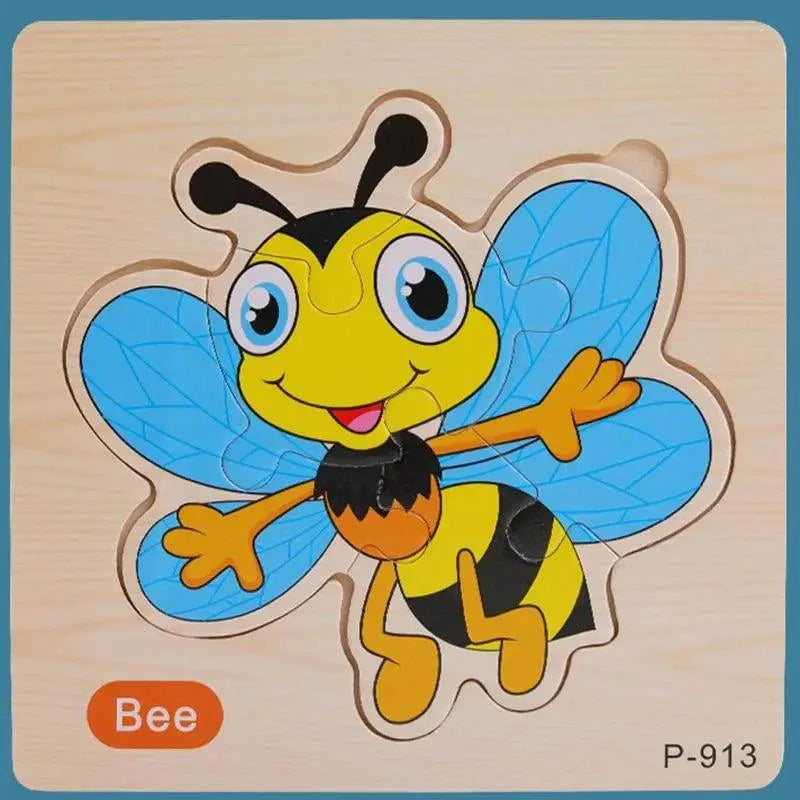 Montessori Games Baby Animals/traffic Kid's Cognition Puzzles Toys Wooden Cartoon Cognition Puzzle Toys Matching Education Game